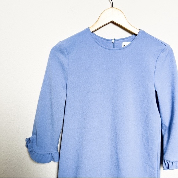 Ganni Ruffle Sleeve Blue Mini Crepe Shirt Dress xxs size 0 - Picture 4 of 8